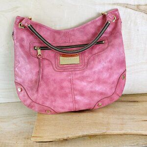 Gianni Bini Bag Pink with Gold Hexagon & Zipper Accents Like NEW Expandable‎